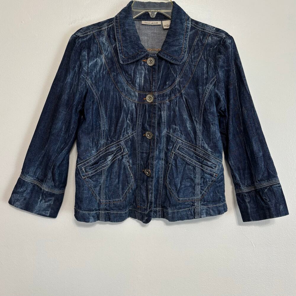 DKNY Jeans Y2K Blue Denim Cropped Jacket Size M